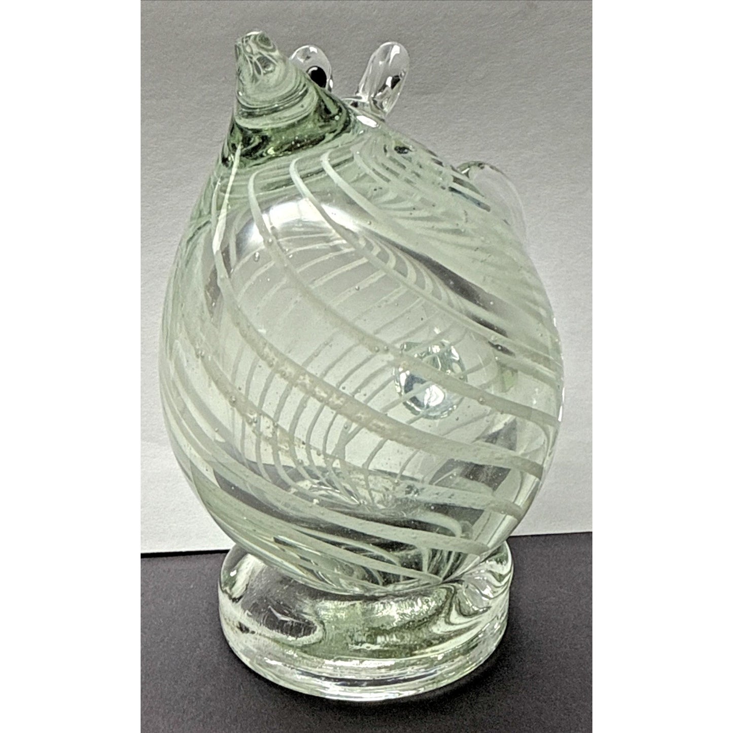 Vintage Blown Glass Mouse White Spiral Curved Tail Figurine Paperweight As Is