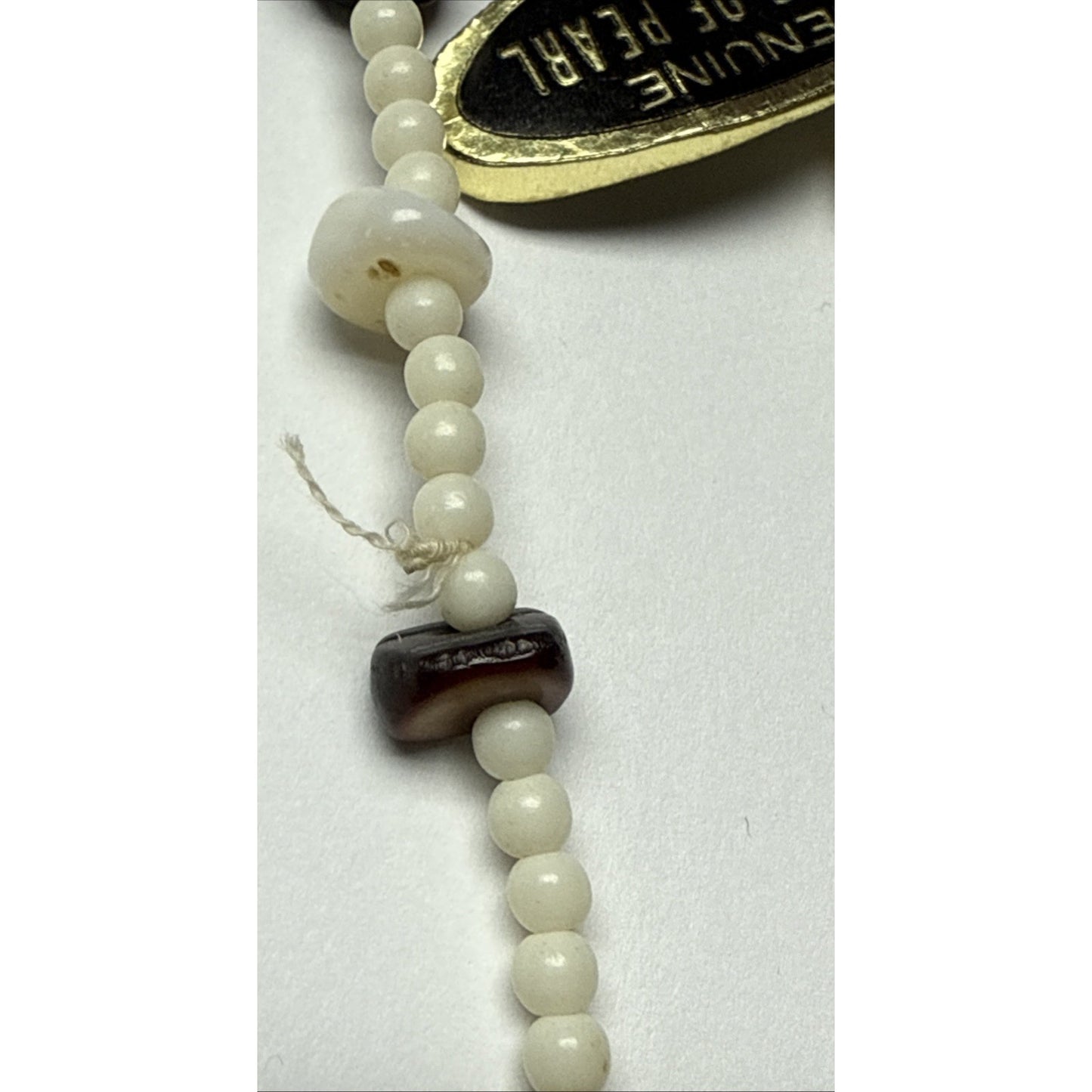Vintage Mother of Pearl Strand Necklace Beaded Tags