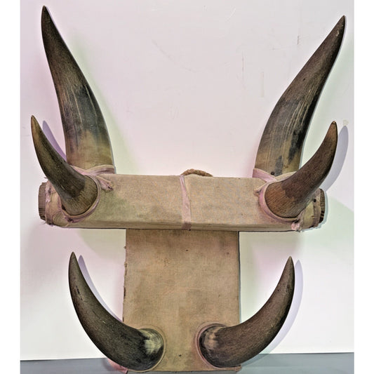 Western Primitive Style Bullhorn Hat Coat Rack Large Wall Hanging As Is