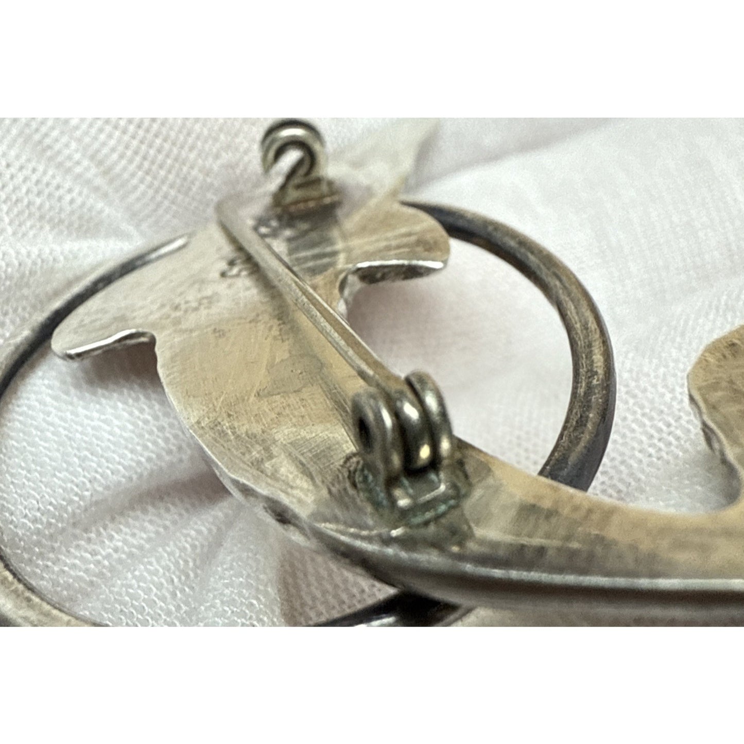 Vintage GSJ Sterling Silver 925 Dolphin Brooch Pin Hoop Trick Large As-Is