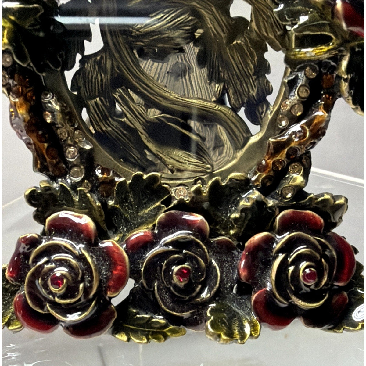 Jay Strongwater Beetle Rose Flora Fauna Picture Frame Swarovski Crystals 5308