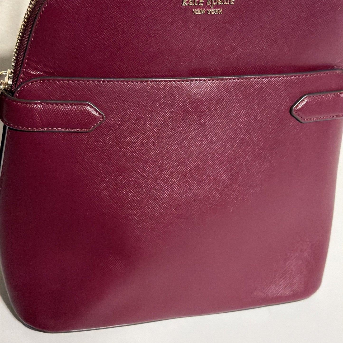 Kate Spade New York Staci Dome Saffiano Leather Backpack Burgundy