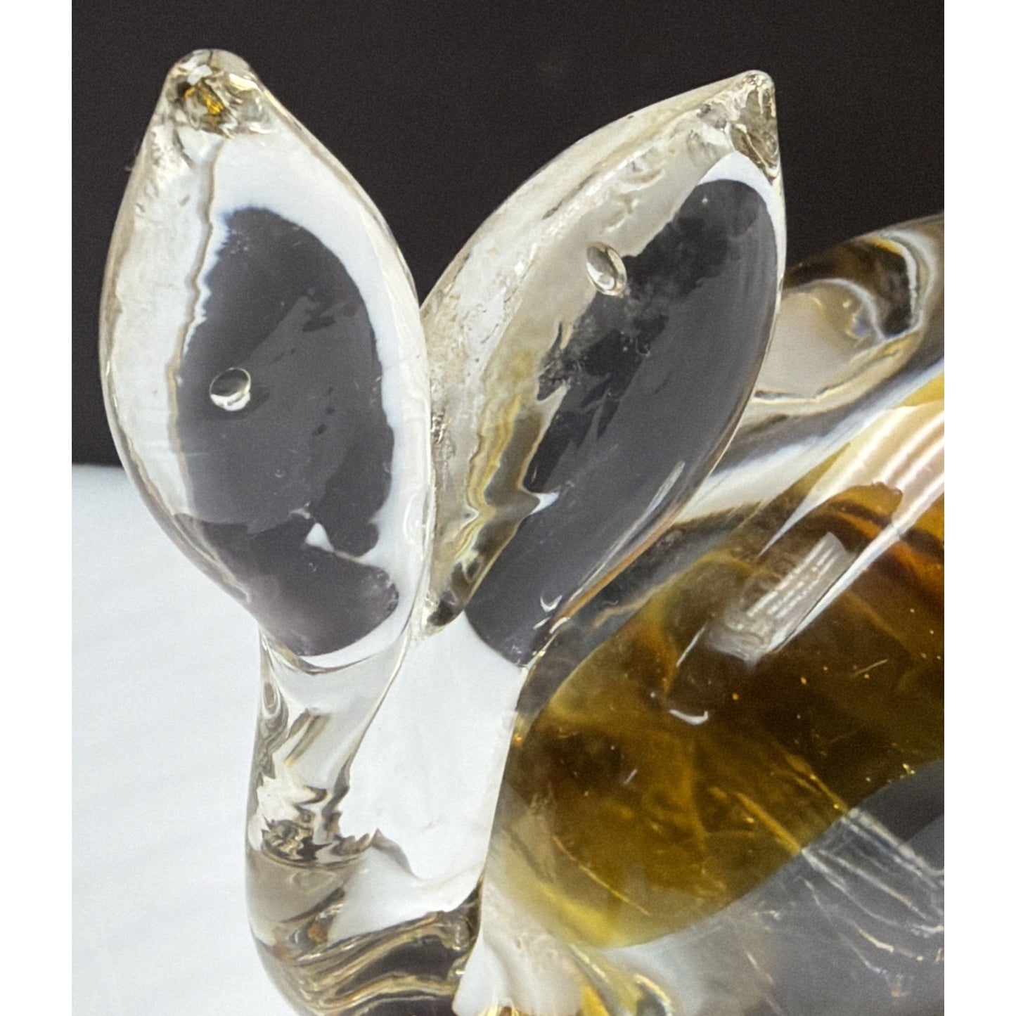 Vintage Pilgrim Art Glass Handblown Cased Amber Clear Whale #954 As Is