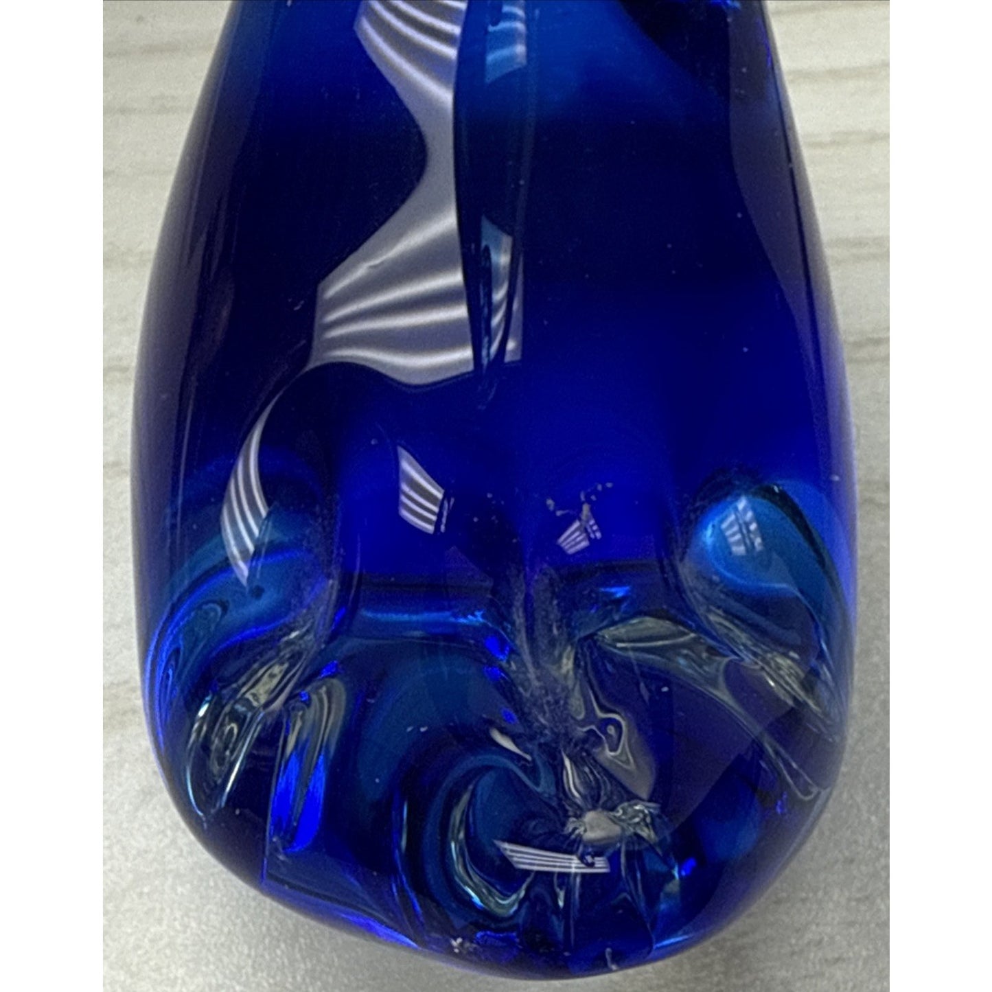 Vtg Murano Sommerso Art Glass Swan Long Neck Figurine Cobalt Blue Paperweight