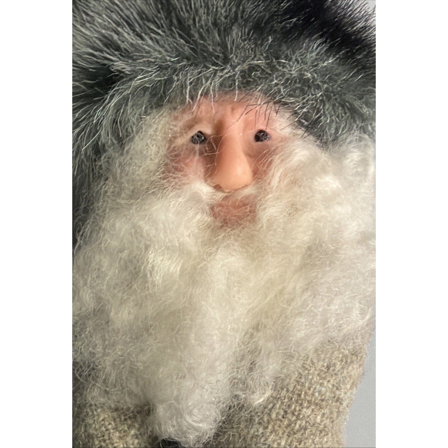 Vintage Folk Art Santa Gnome Wizard Hand Made Wool Velvet Tall Hat Signed As Is