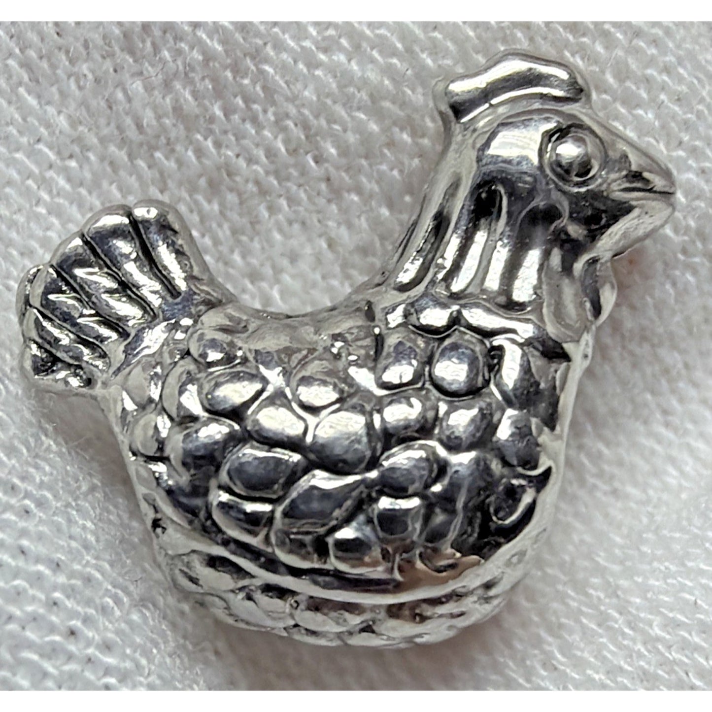 Vintage Sterling Silver Rooster Hen Chicken Bead Charm