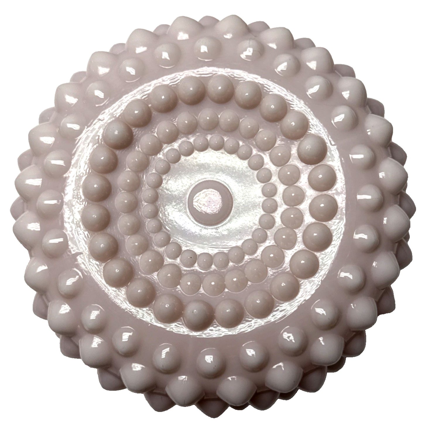 Rare Fenton Pastel Pink Rose Milk Glass Hobnail Candy Dish Powder Jar Lid As-Is