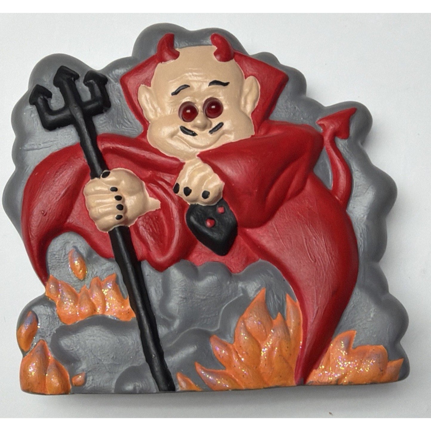 Halloween Ceramic Mold Hand Painted Devil Light Up Blinking Eyes Sound Vase