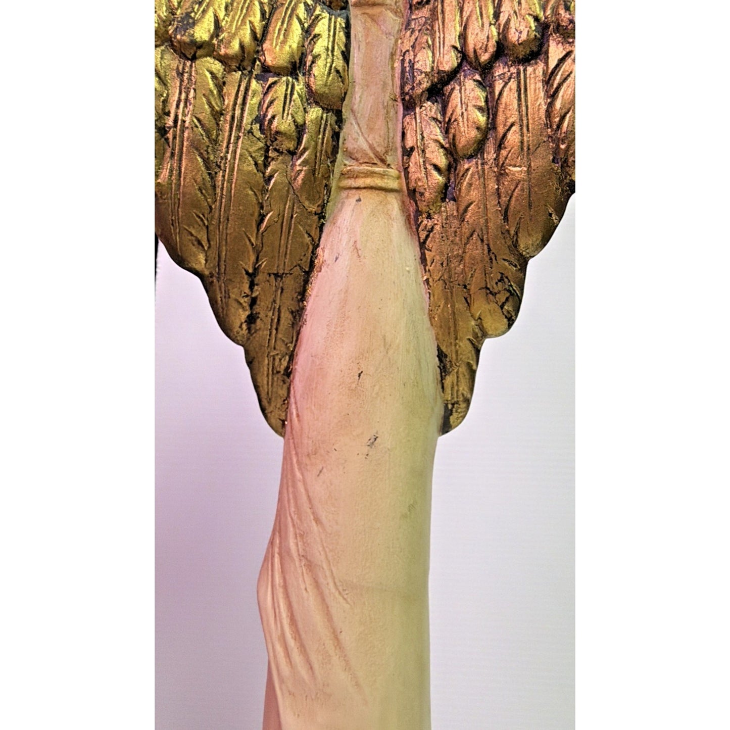 Vintage Scioto Ceramic Hand Painted Pencil Statue Angel Holding Wreath As Is