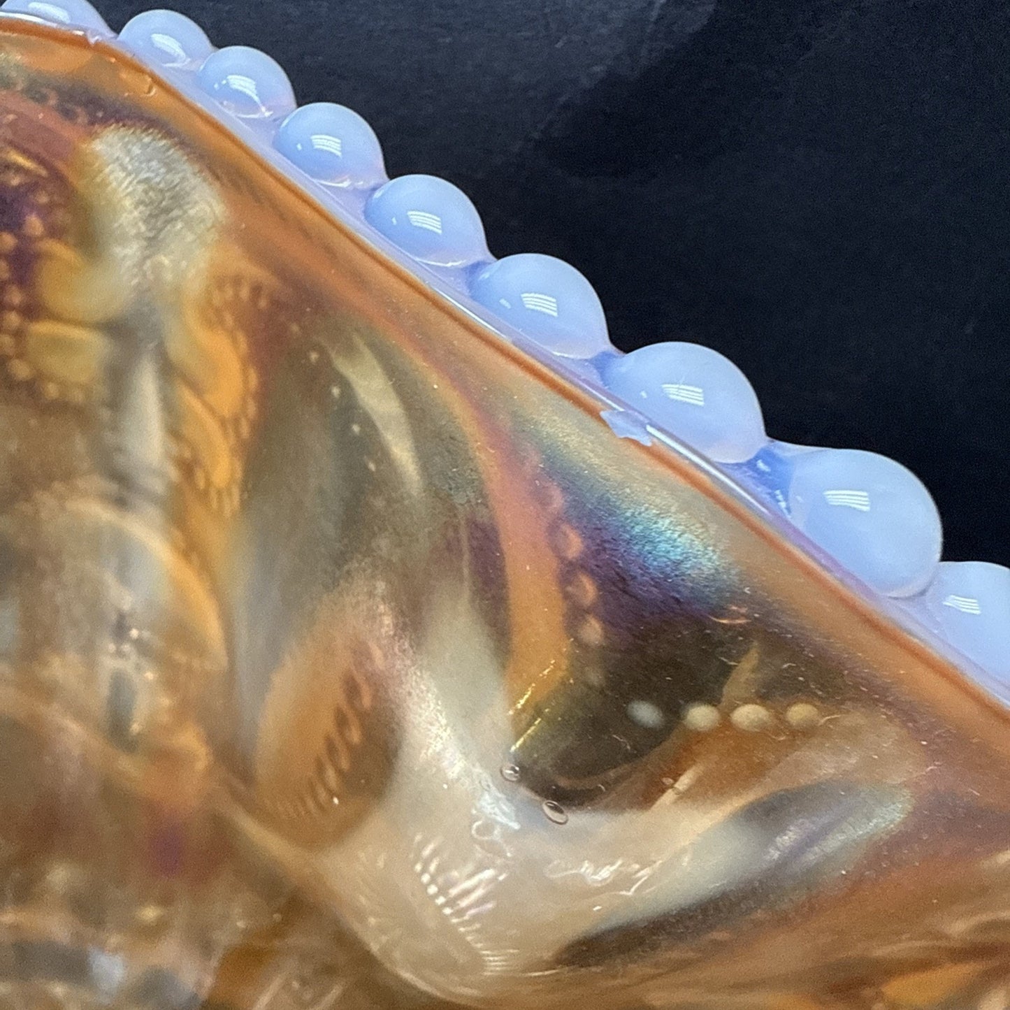 Lot of 7 Dugan Glass Peach Opal Carnival Ray Jewel Heart Master Berry Bowl As-Is