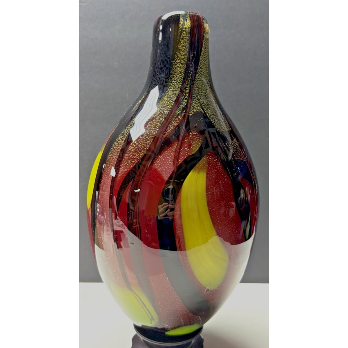 Vintage Murano Glassware Art Glass Vase Abstract Sommerso Aventurine Confetti