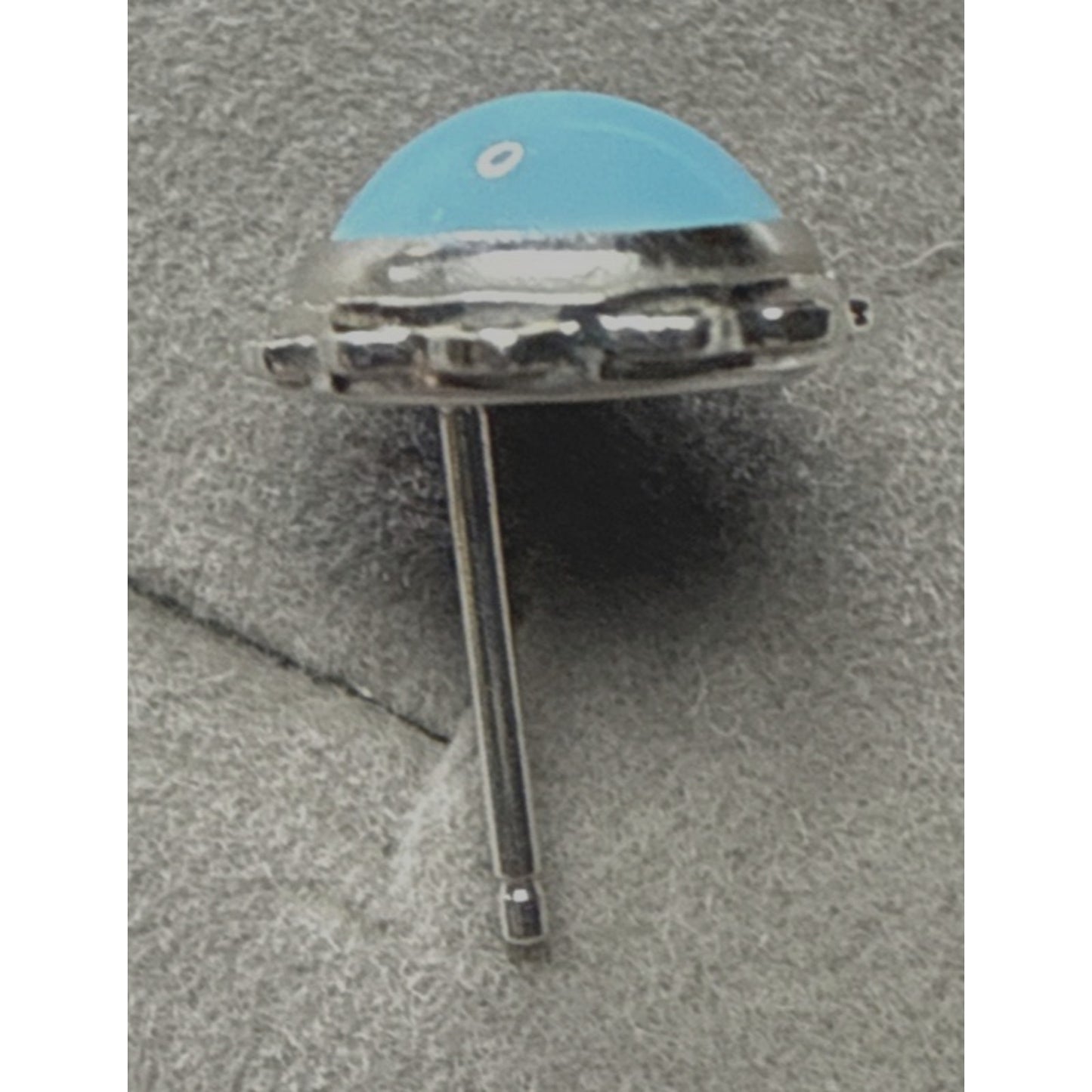 Vintage ZZ 14k White Gold Blue Turquoise Stud Earrings