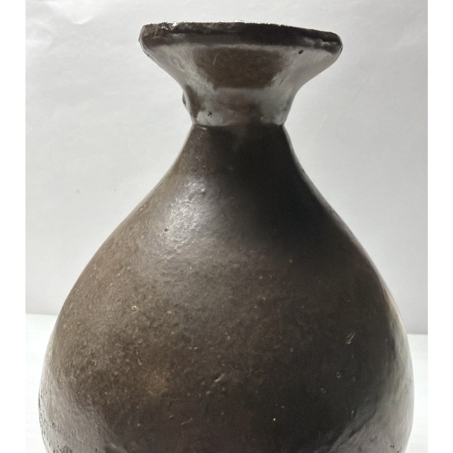 Antique Qing Dynasty Stoneware Rice Wine Dark Brown Glazed Jug Vase Bottle China