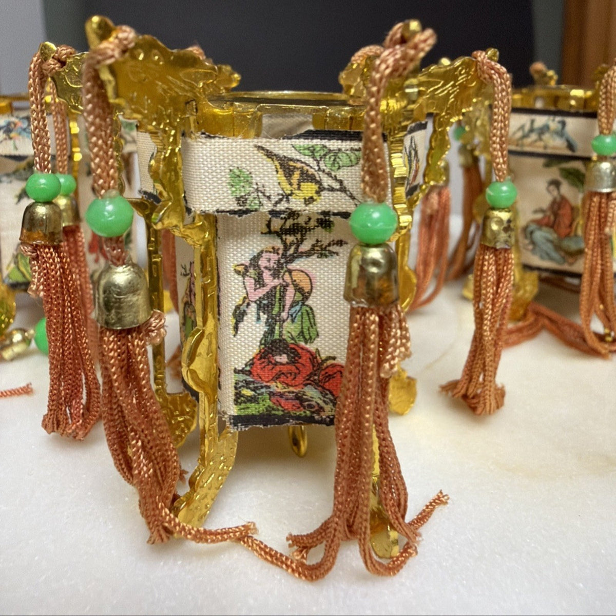 Vintage Lot of 3 Miniature Chinese Palace Lantern New Year Christmas Ornament