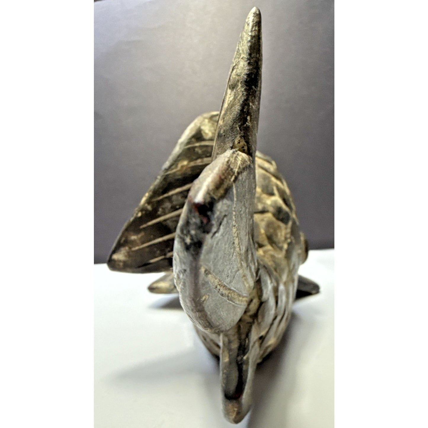 Vintage Asian Inspired Terra Cotta Clay Koi Carp Fish Sculpture Vase As Is