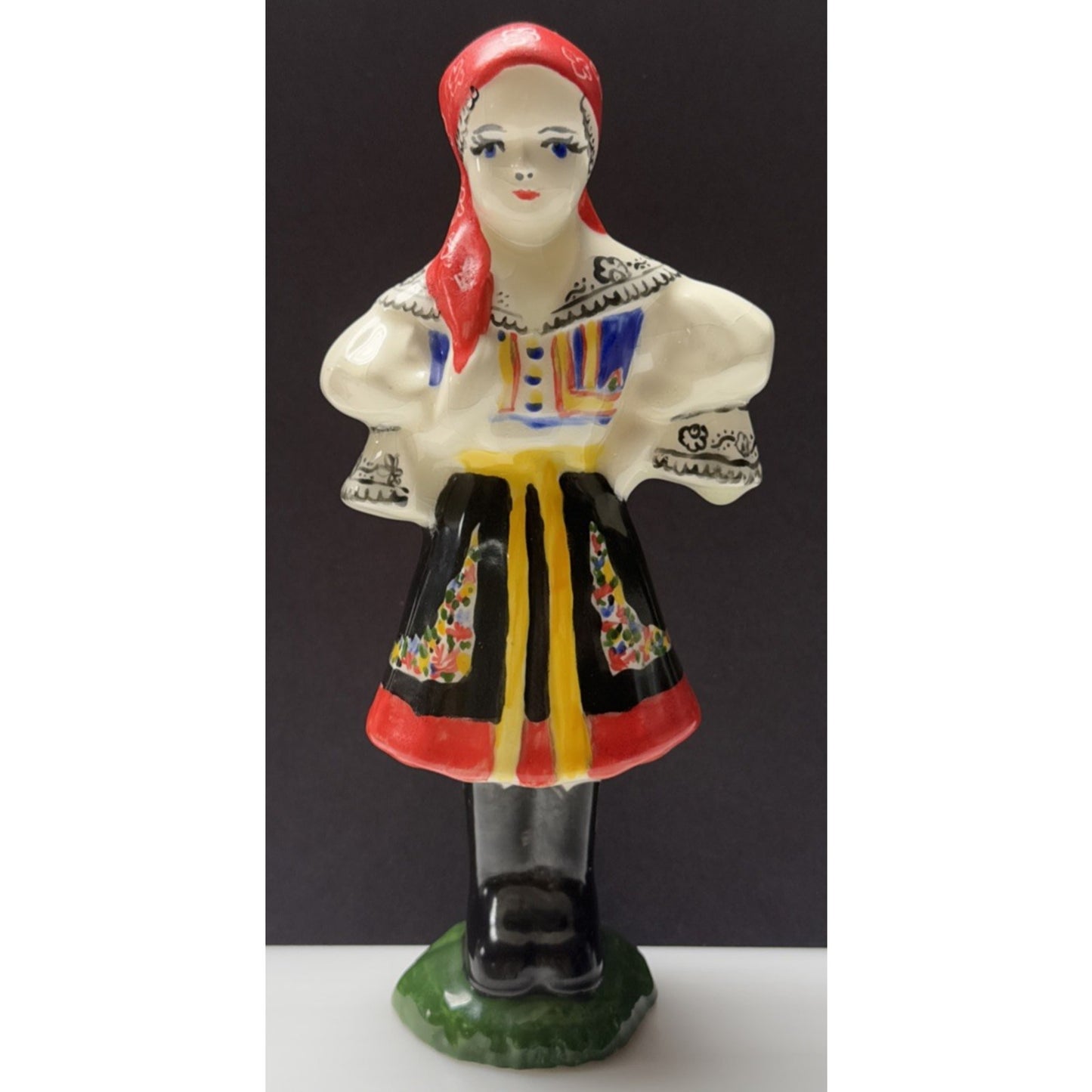Vintage Czech Bohemia Polish Girl Porcelain Figurine Traditional Dress As Is