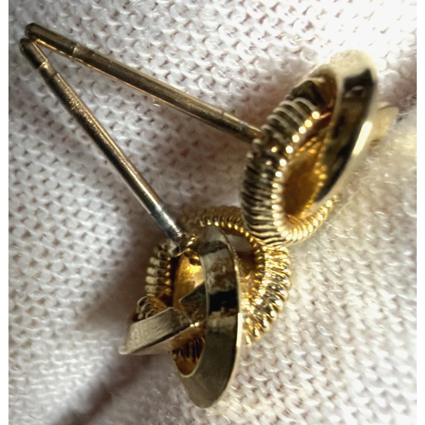 Vintage Gold Plate Love Knot Earrings Textured Smooth Twisted Rope Stud Post