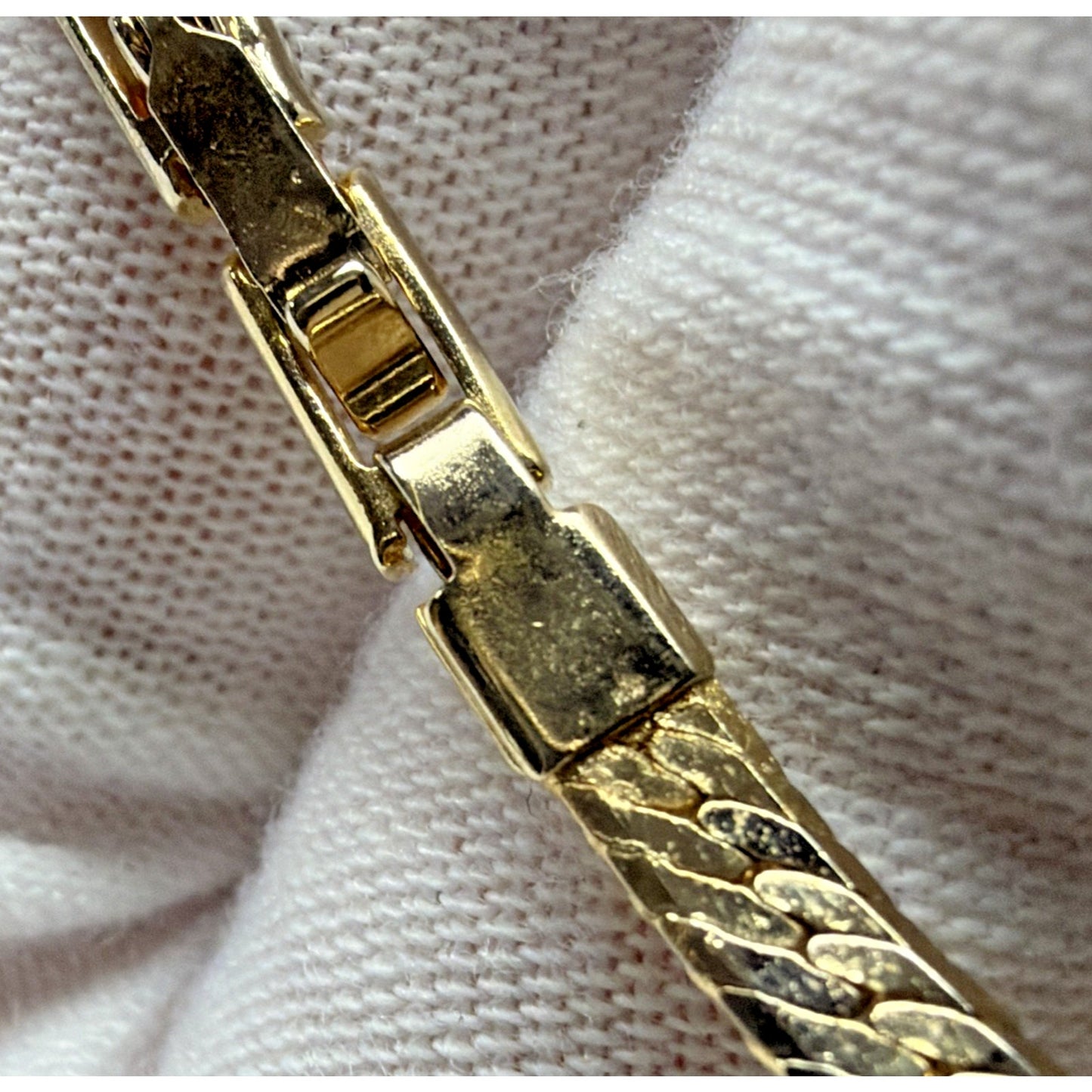 Vintage Gold Plate Herringbone Chain Bracelet Butterfly Clasp As Is