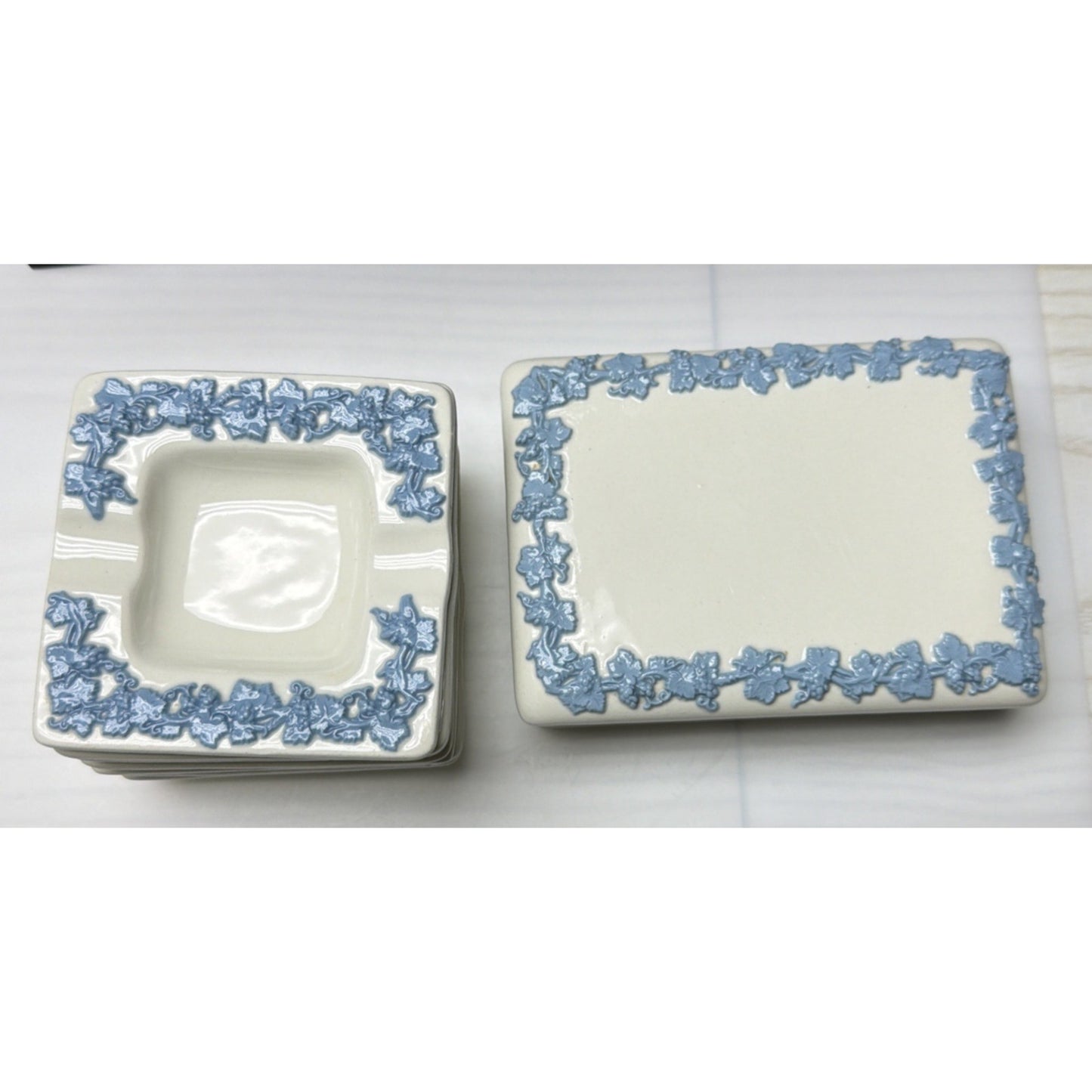 Old Lot of 8 CF Etruria Queensware Wedgwood Barlaston England Smoking Set Box