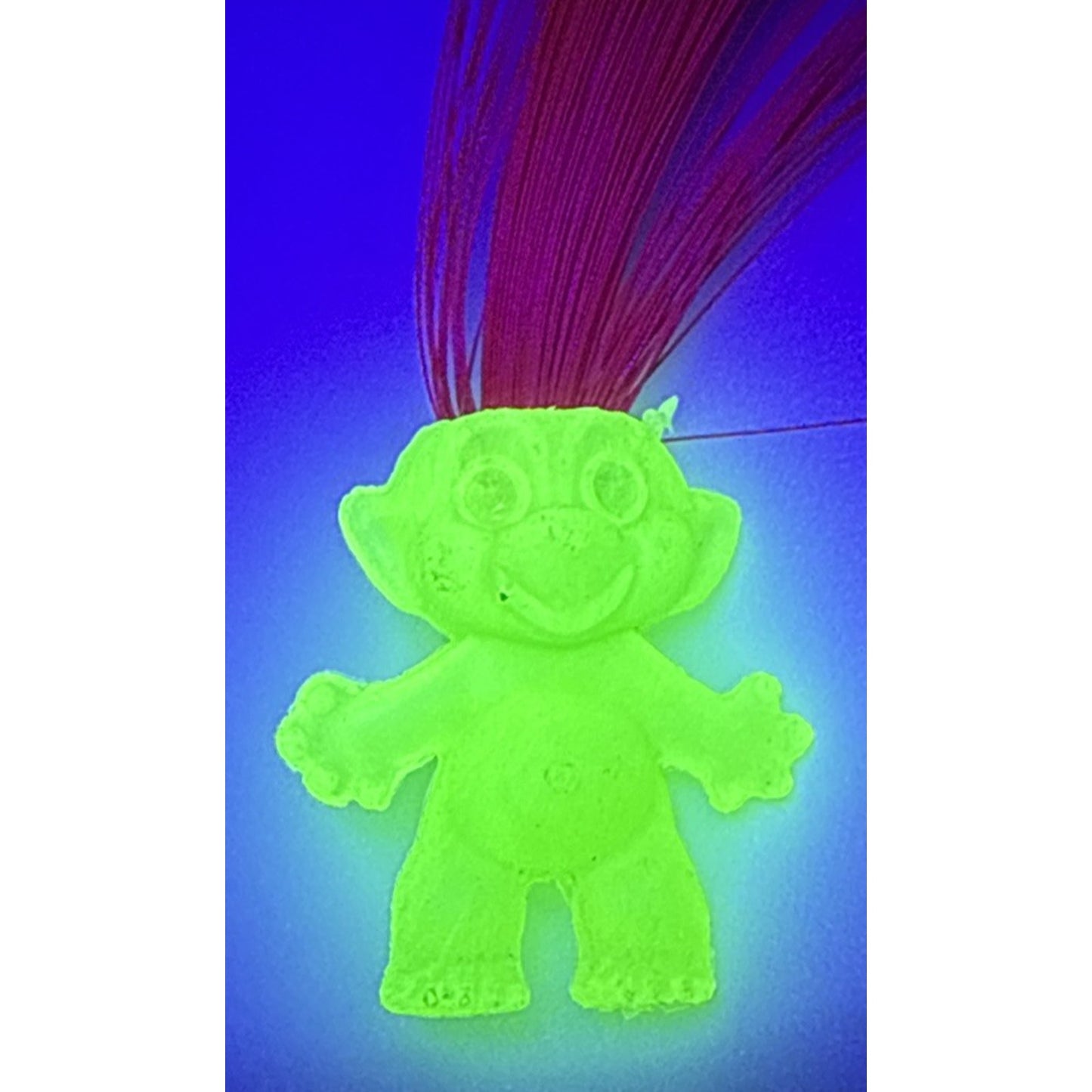Vintage Mini Troll Doll Green Red Hair Gumball Glows KG Crazy Read