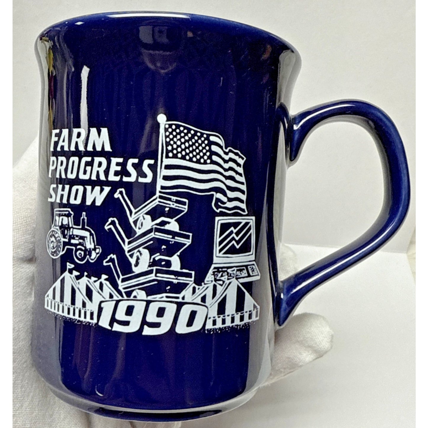 Vintage Farm Progress Show 1990 Mug Cobalt Blue English Ironstone Tableware