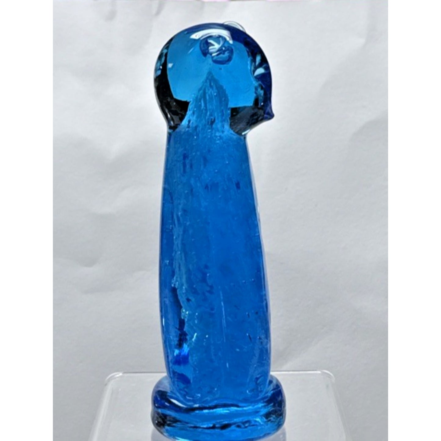 Vtg Altaglass Blue Mottled Layered Glass Cat Figurine Medicine Hat As-Is