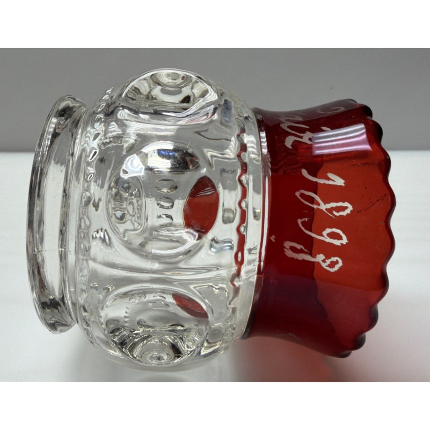 EAPG Adams Glass Xlcr Ruby Flash Kings Crown Thumbprint Spooner Worlds Fair 1893