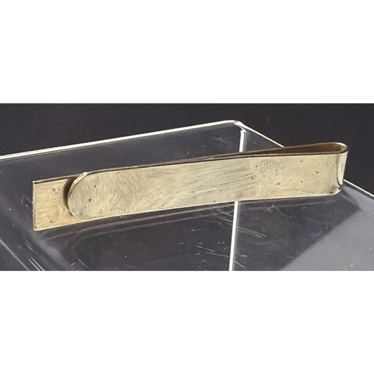 Vintage Large Gold Tone Tie Clip Center Pattern Textured As Is