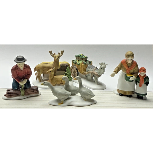 Vintage Lot of 5 Department 56 Heritage Village Farm People and Animals No Box