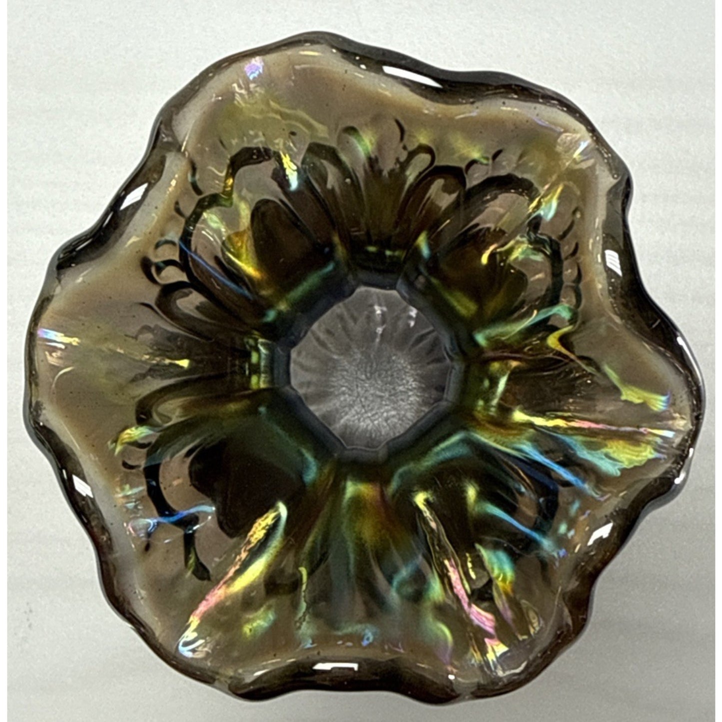 Antique Imperial Glass Rococo Carnival Smoke Vase