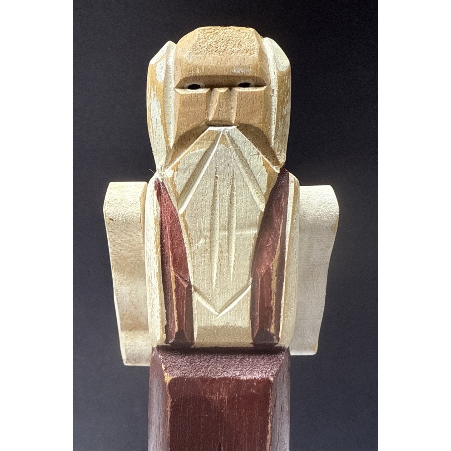 Vintage MeraVic Christmas Wood Carved Santa Claus Painted Jointed Read