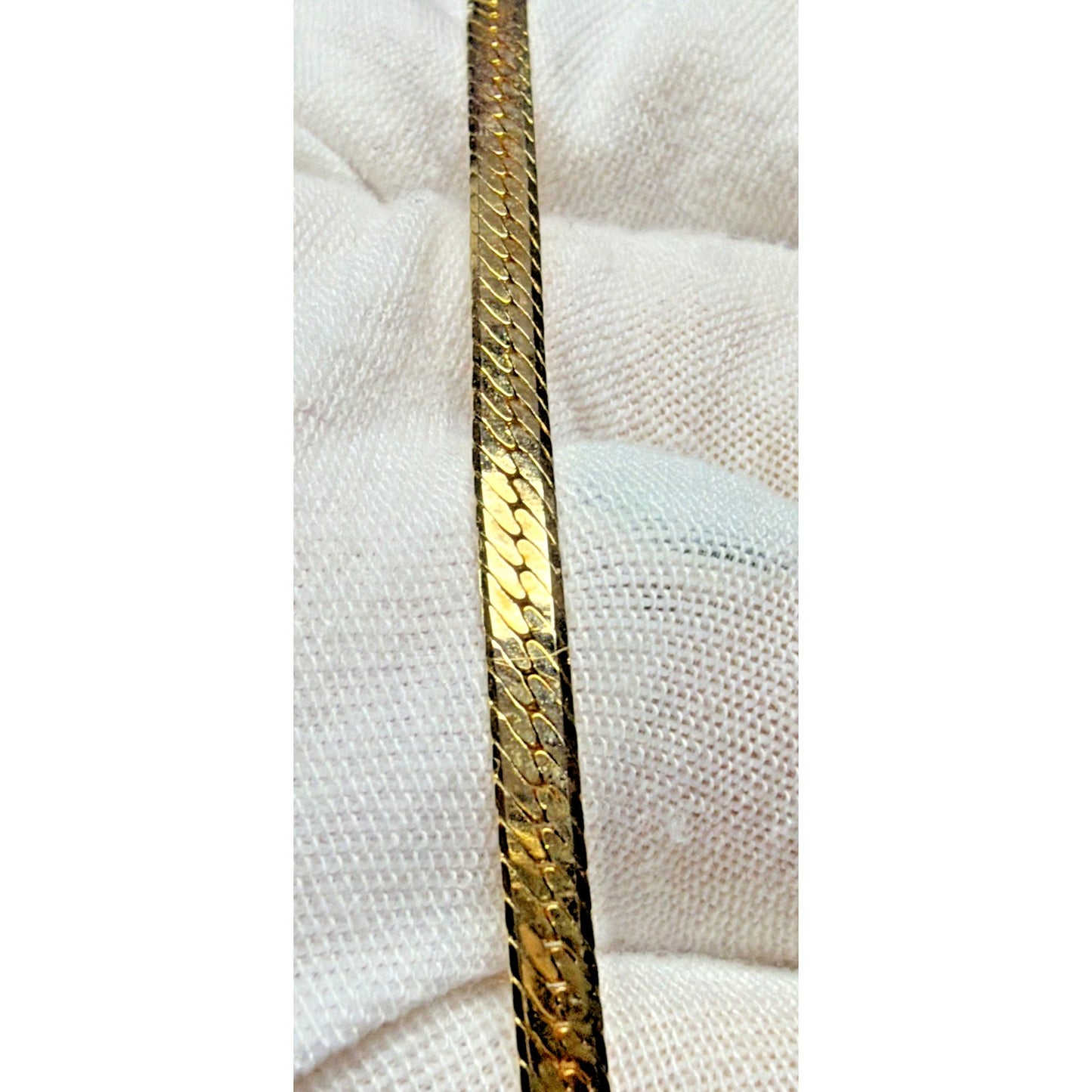 Vintage Gold Plate Herringbone Chain Bracelet Butterfly Clasp As Is