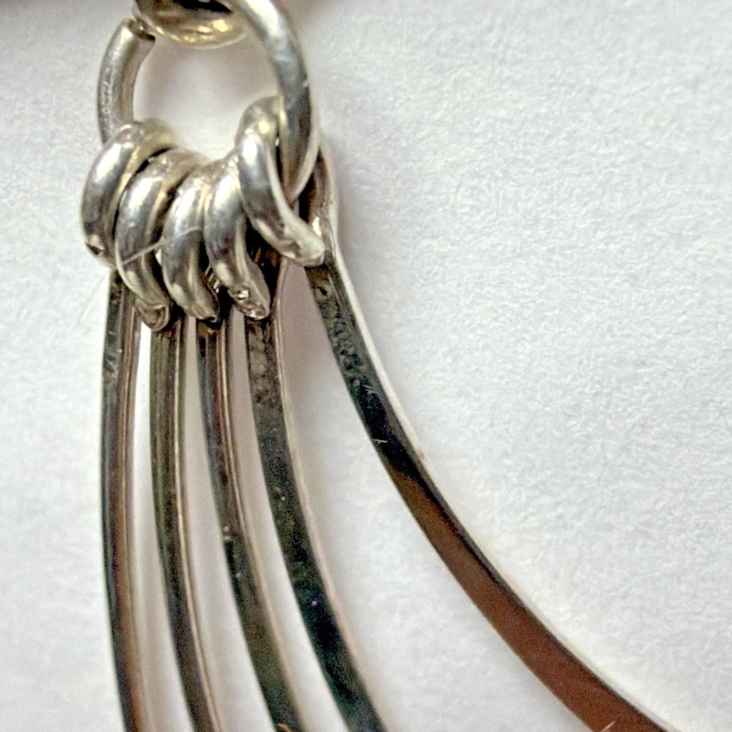 Vintage Sterling Silver Fan Fringe Feather Dangle Hinged Hook Earrings