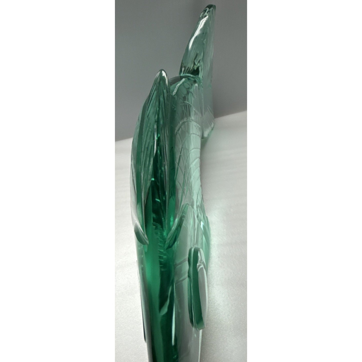 Vintage Cut Crystal Goldfish Big Eye Koi Fish Sculpture Aqua Green As-Is