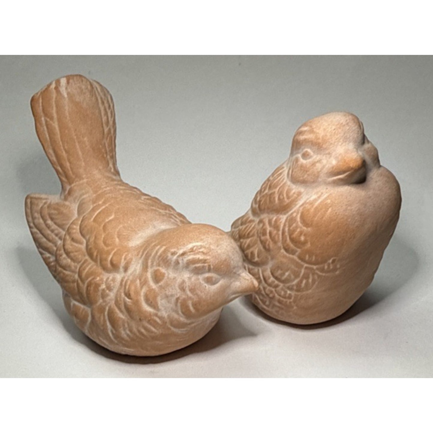 Vintage Lot of 2 Clay Terra Cotta Small Bird Figurines Doves Robins