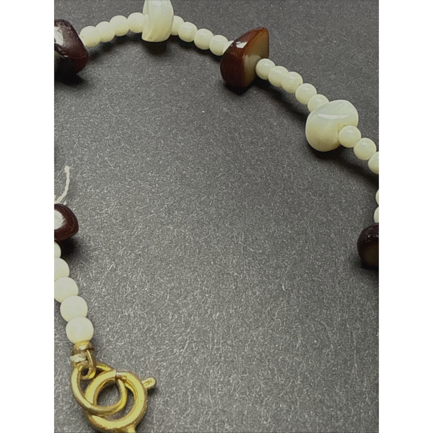 Vintage Mother of Pearl Strand Necklace Beaded Tags