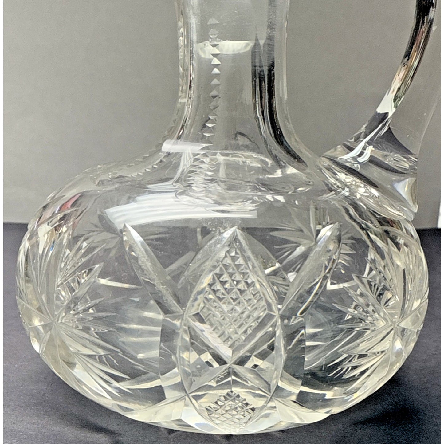 American Brilliant Cut Glass Cruet Oil Stopper Star Snowflake As Is