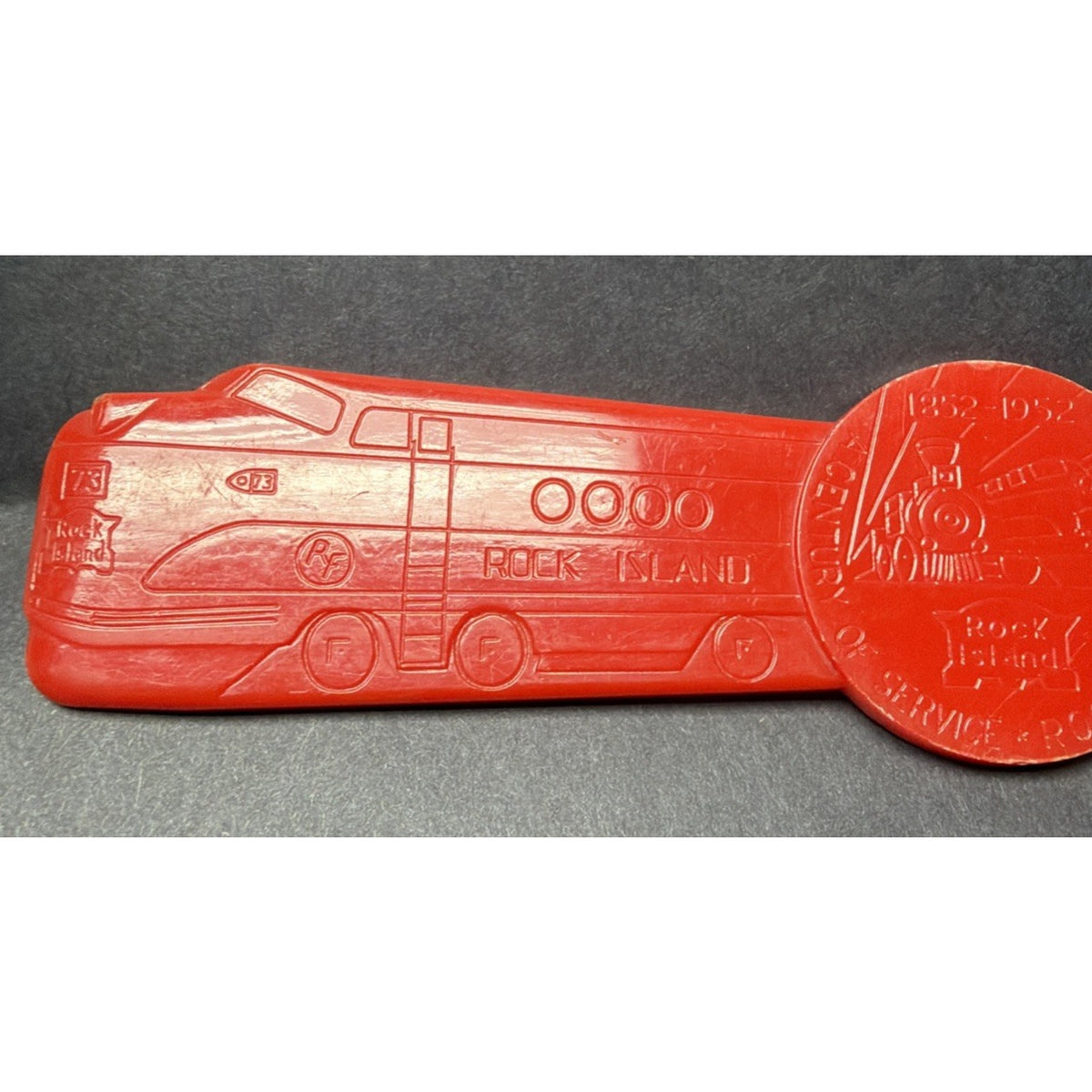 Vintage Rock Island Lines Letter Opener Century Of Service Train Red 1852 1952