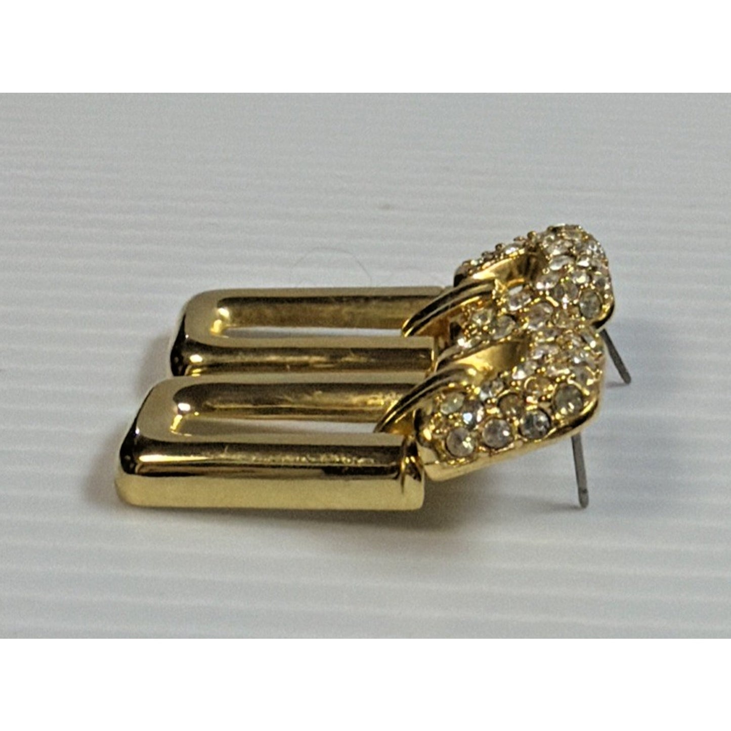Vintage Park Lane Gold Tone Pave Rhinestone Door Knocker Post Earrings Modernist