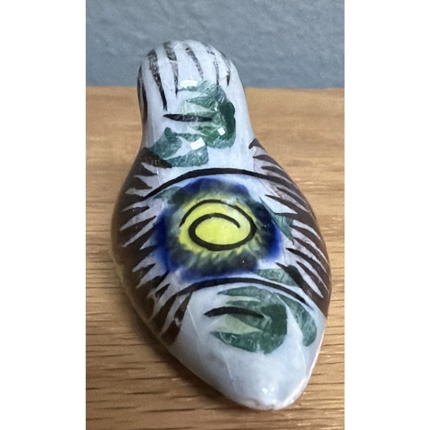 Vtg Mexican Tonala Pottery Mini Bird Hand Painted Glazed Floral Signed As Is