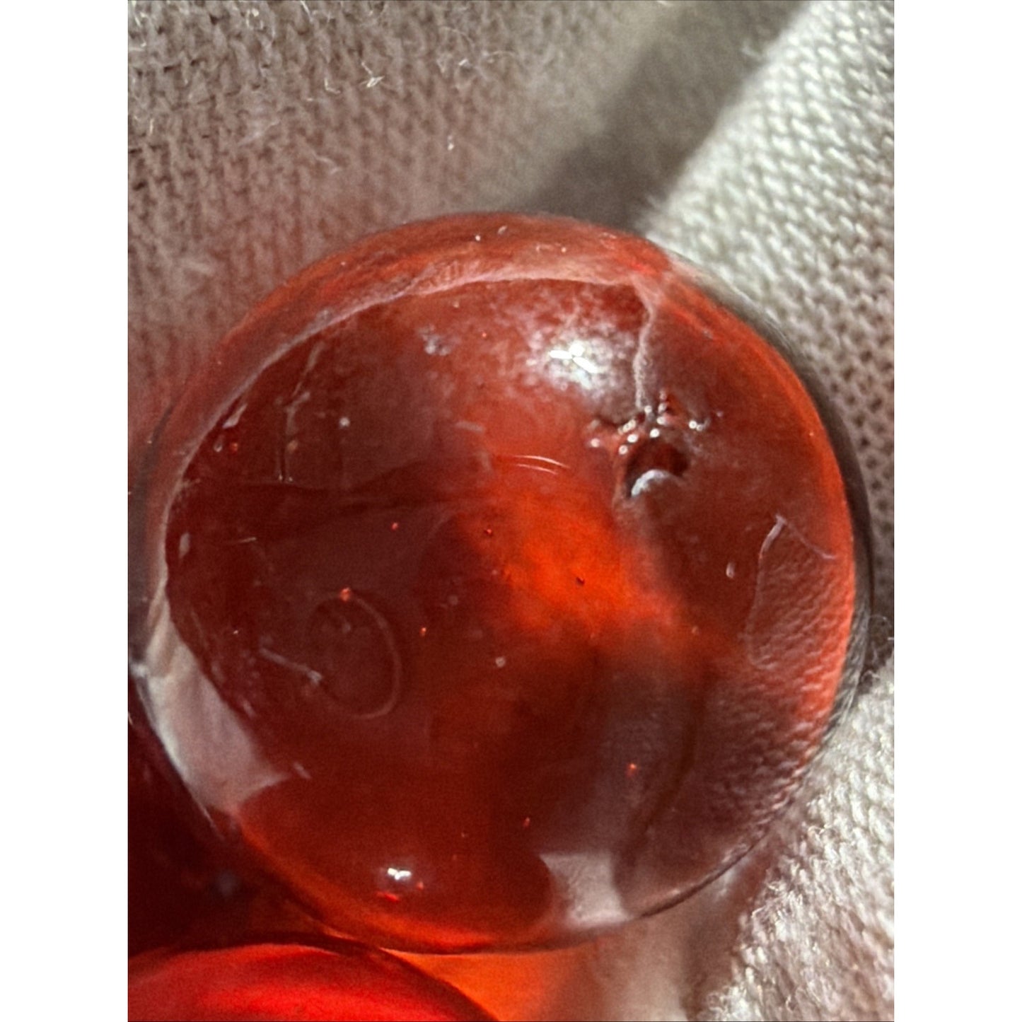 Vintage Lot of 4 Clear Ruby Red Cadmium Slag Glass Marbles UV Reactive As Is