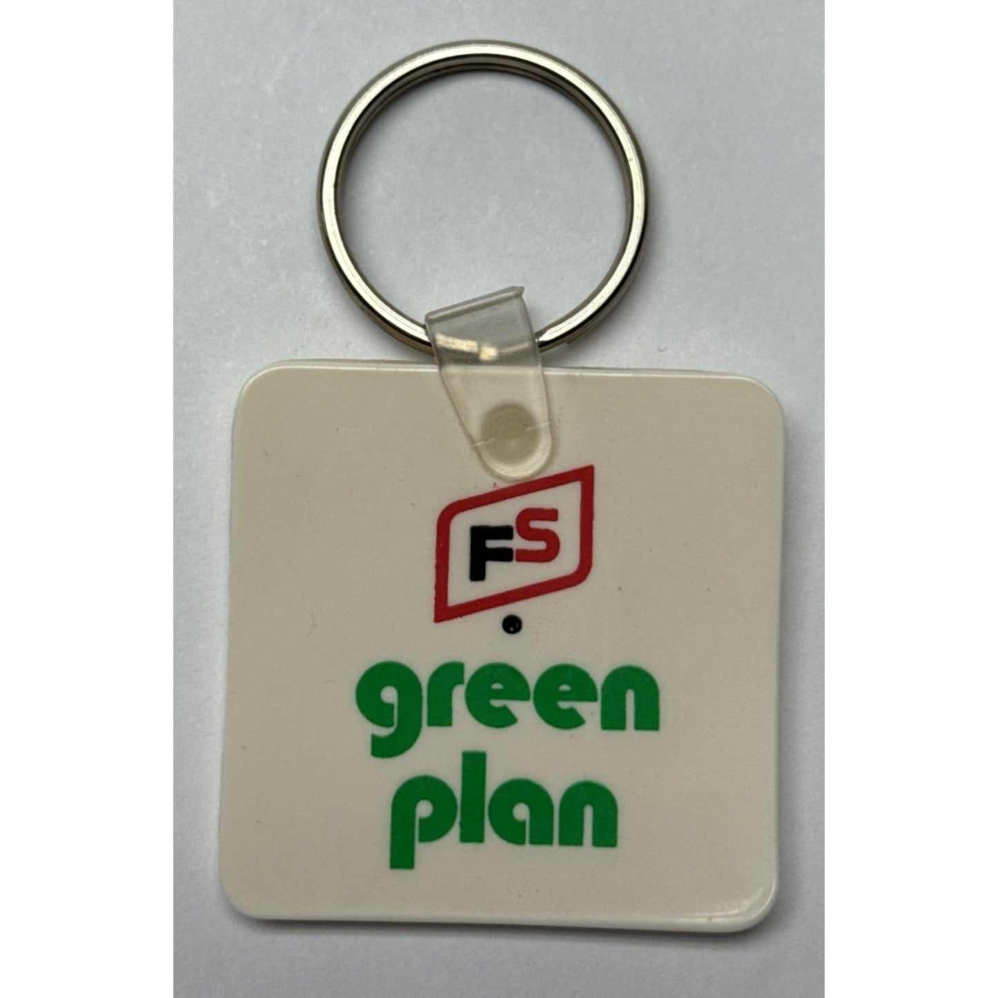 Vintage FS Seed Company Green Plan Farming Keychain Key Ring Rubber Vinyl