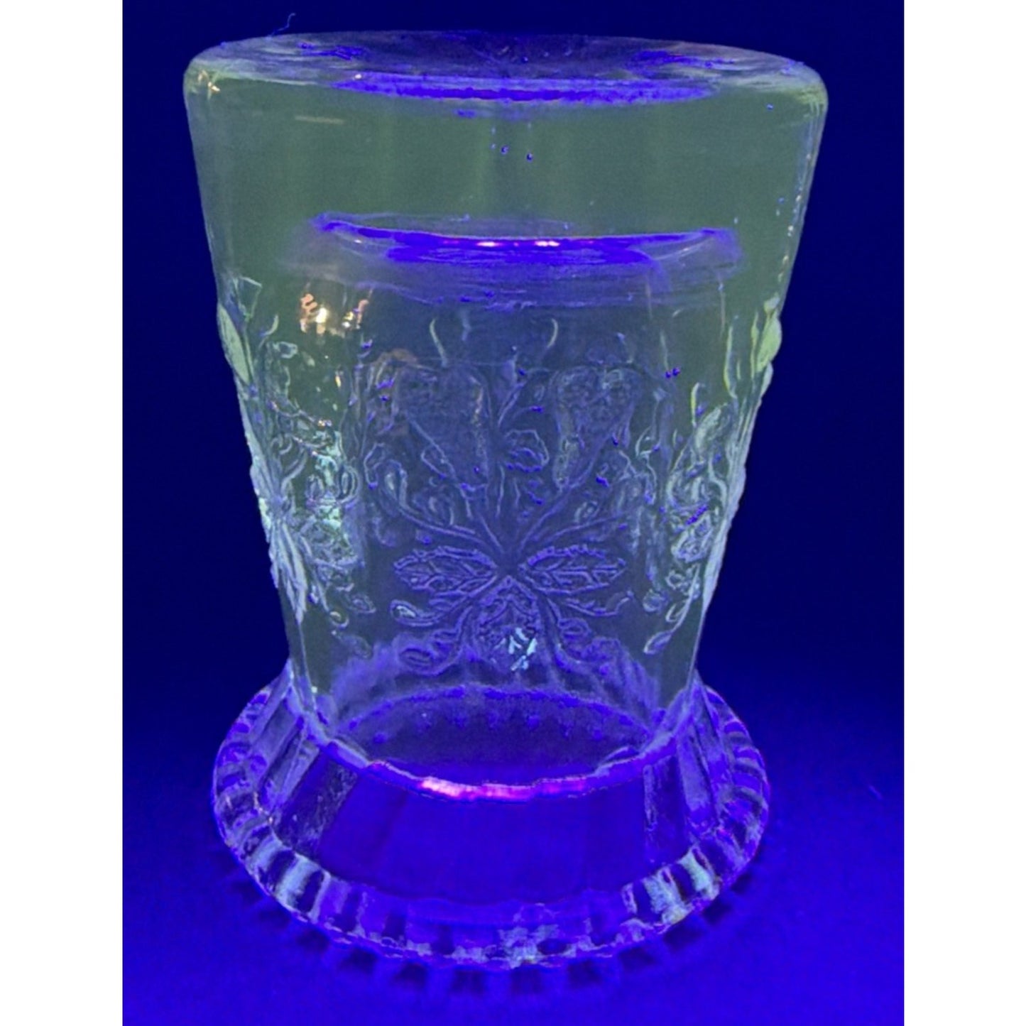 EAPG DC Jenkins Kokomo Glass Three Fruit Toothpick Match Stick Holder Glows