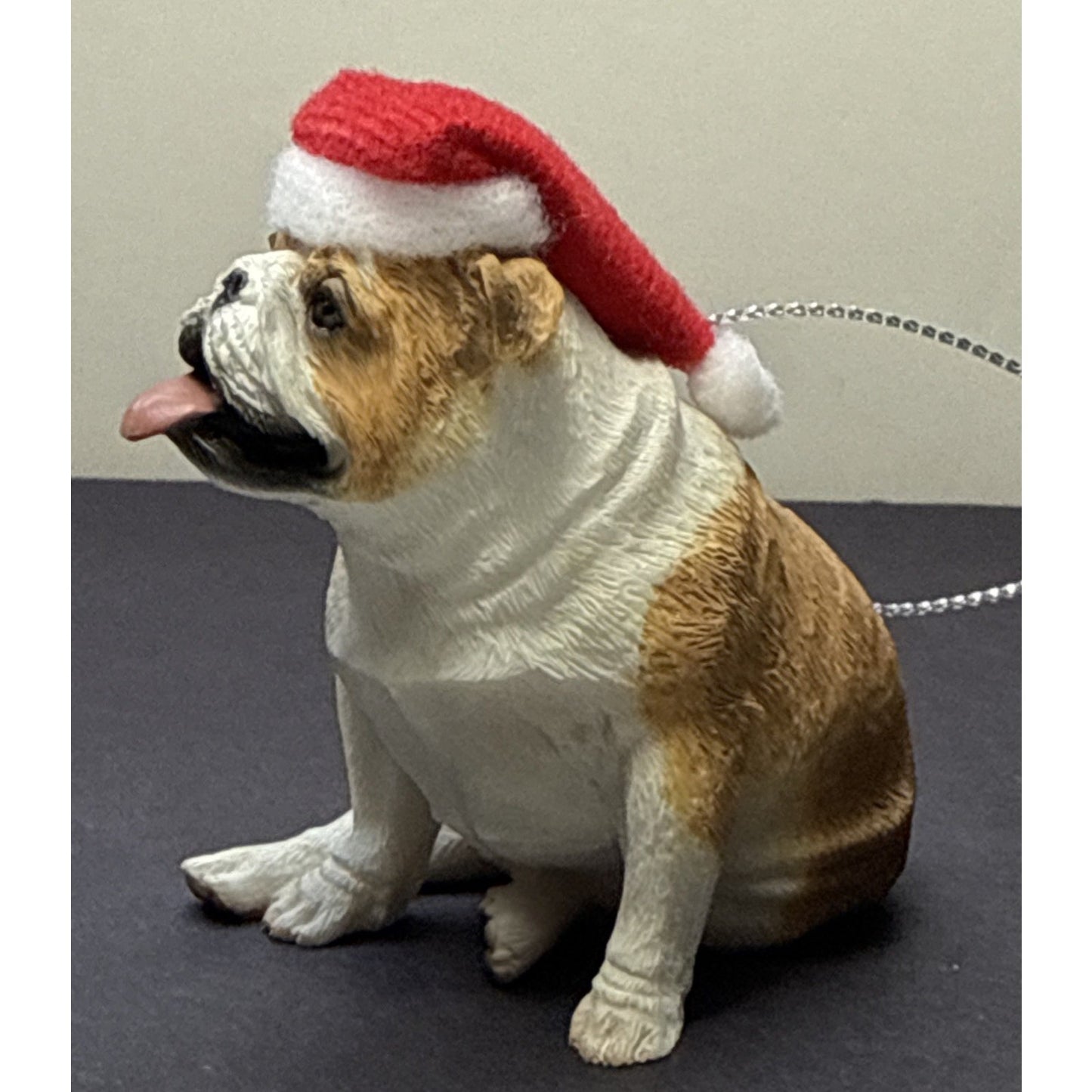 Vintage Sandicast Bulldog Puppy Dog Fawn Ornament Hat Box