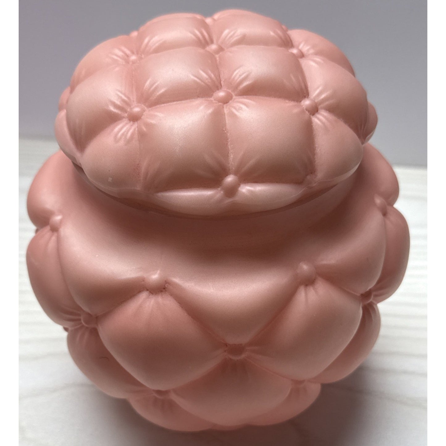 EAPG Consolidated Glass Florette Quilted Mauve Pink Satin Biscuit Cracker Jar