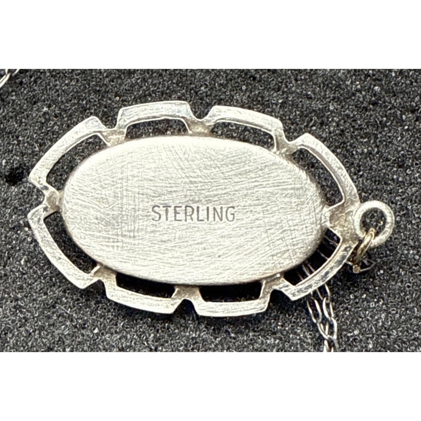 Art Deco Sterling Silver Abalone Blister Pearl Pendant Necklace Chain As Is