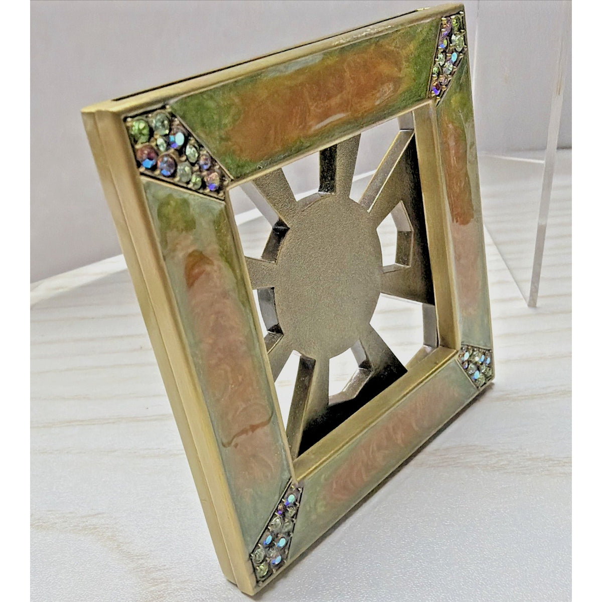 Jay Strongwater Leland Pave Corner Picture Frame Frame Swarovski Crystal Enamel