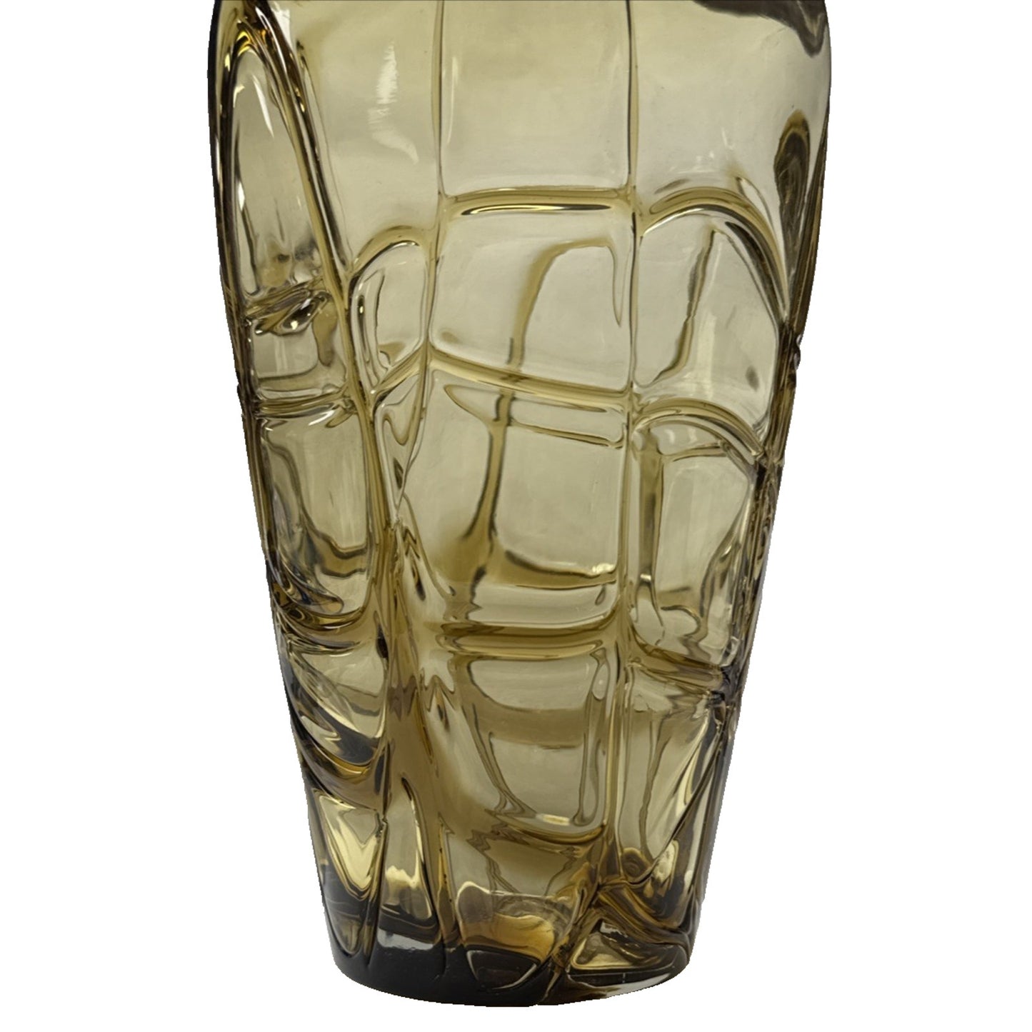 MCM Amber Blown Art Glass Vase Webbed Spider Vine Threaded Abstract