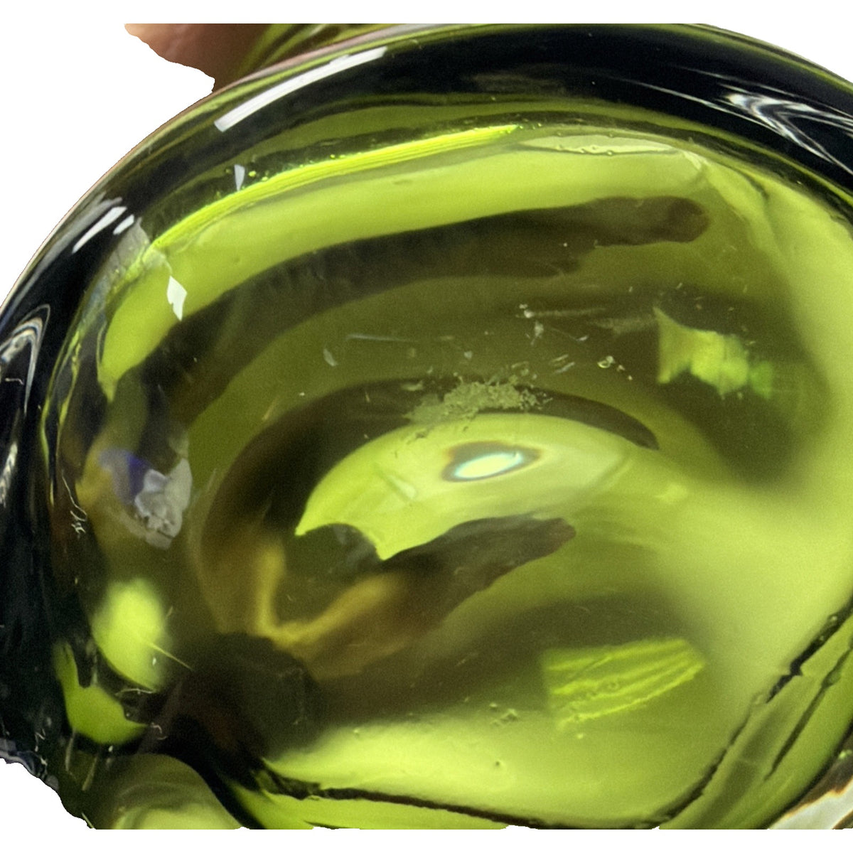 MCM Iittala Finland Anna Olive Green Glass Vase Jorma Vennola As Is Read