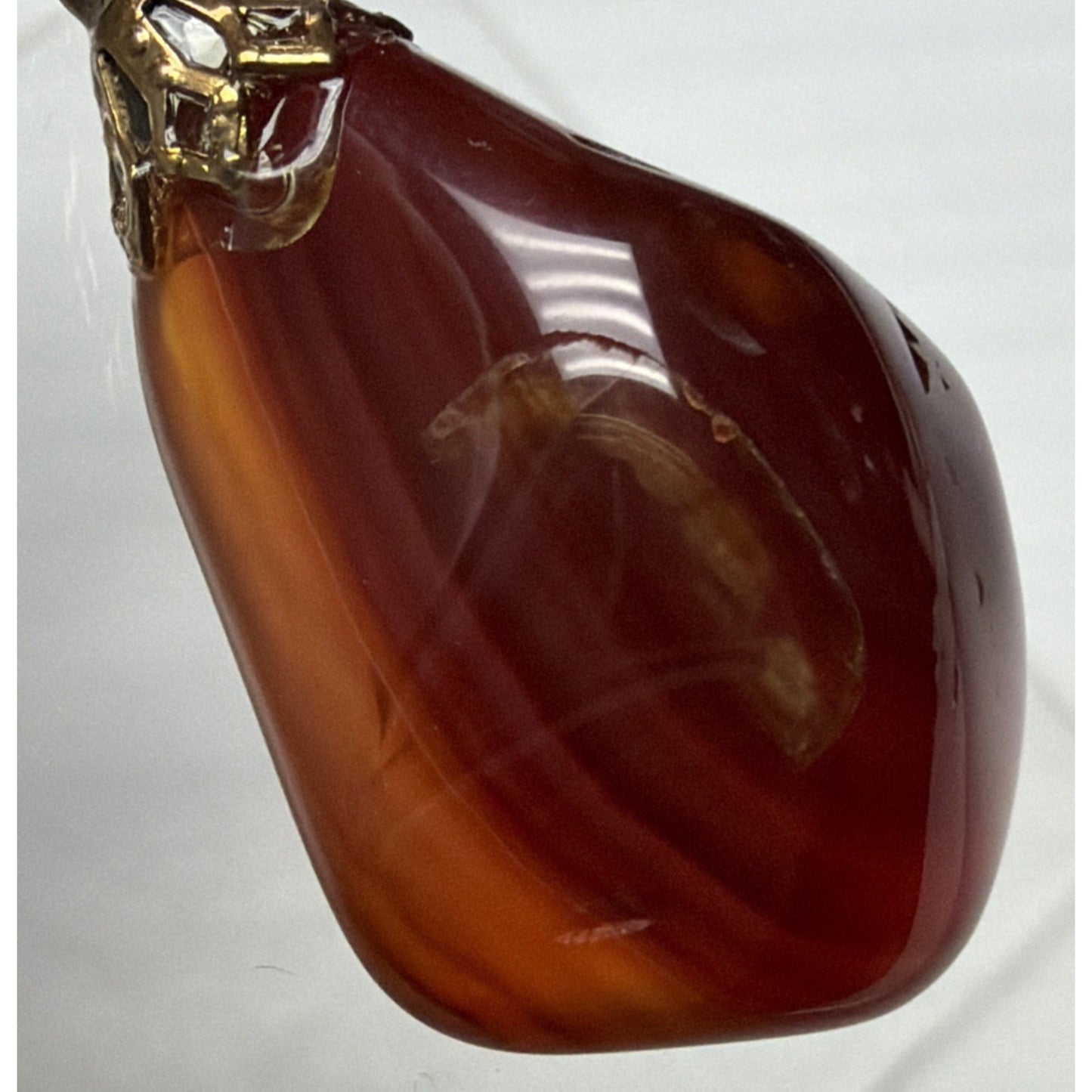 Vintage Carnelian Agate Banded Stone Pendant Charm Polished